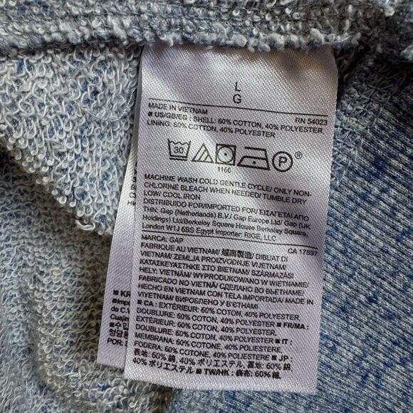 GAP Women's Light Blue Cotten Zip Up Hoodie - Size Large - Picture 6 of 6